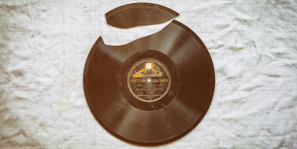 a broken record with a chunk missing